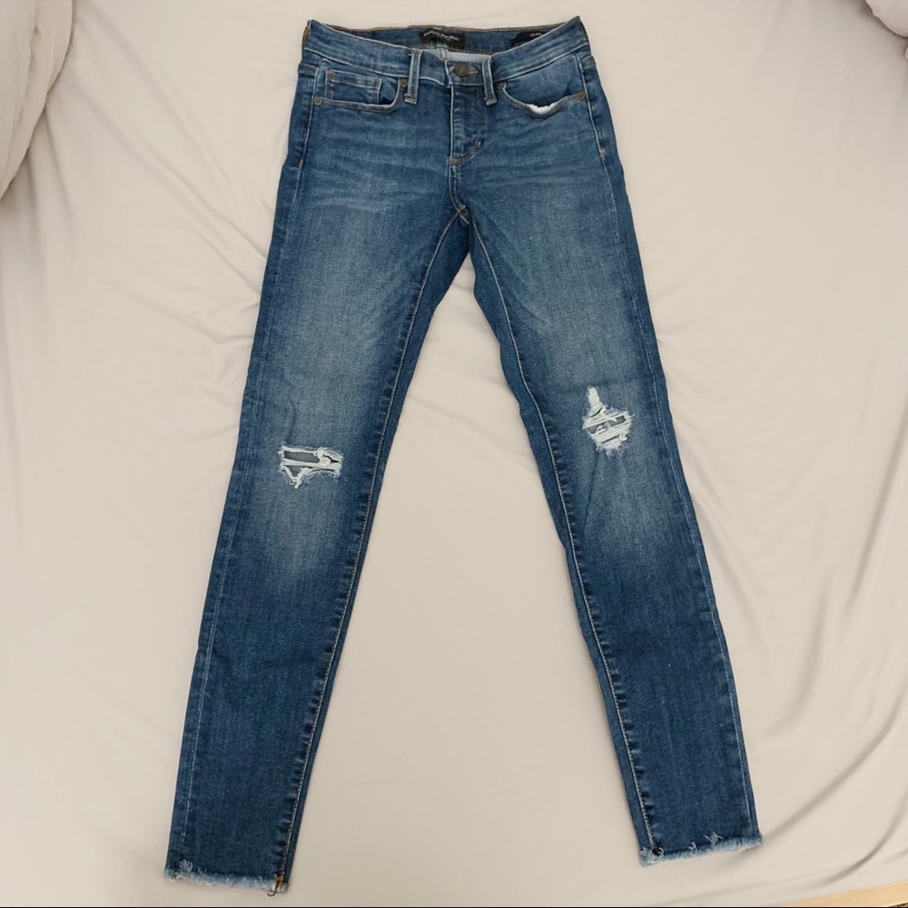 Banana Republic premium denim medium blue destroyed jeans